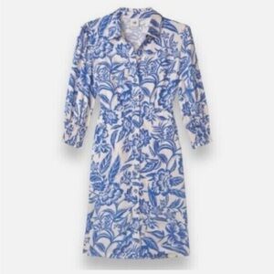 Cabi Athena Shirt Dress size large.  Blue floral dress.